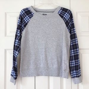 Aerie Blue Plaid Sleeved Sweatshirt